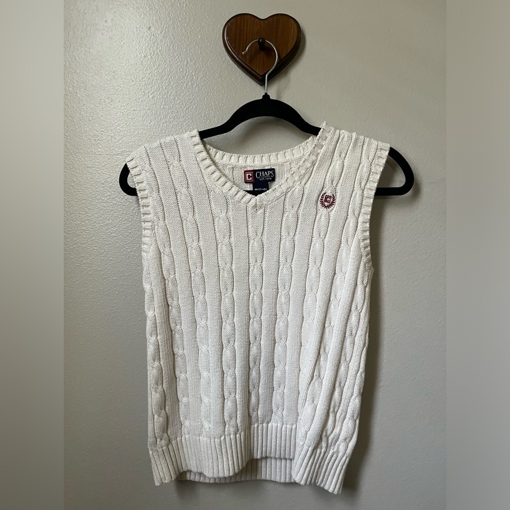 Champs white cable knit sweater vest